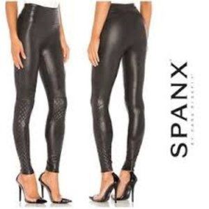 New w/ Tags | Spanx | Quilted Faux Leather Leggings | Very Black | 20248R | S/P